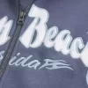 Kastenförmiges Sweatshirt mit Palm Beach-Grafik und Reißverschluss Kastenförmiges Sweatshirt mit Palm Beach-Grafik und Reißverschluss