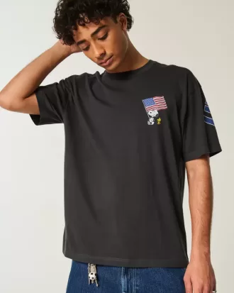 Kastenförmiges T-Shirt mit Snoopy USA-Grafik