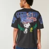 Kastenförmiges T-Shirt mit Snoopy USA-Grafik Kastenförmiges T-Shirt mit Snoopy USA-Grafik