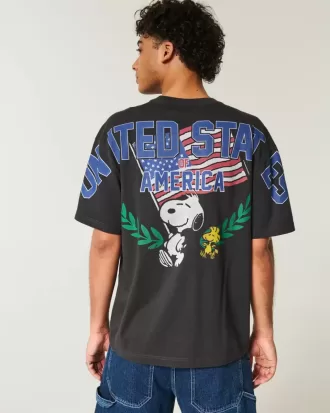 Kastenförmiges T-Shirt mit Snoopy USA-Grafik