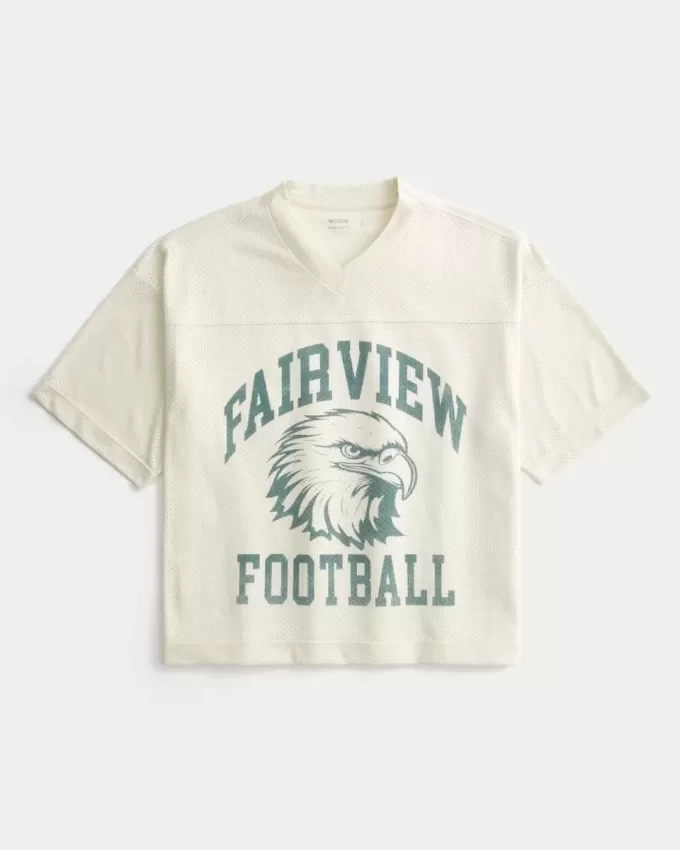 Kastenförmiges, verkürztes Fairview-Football-Trikot mit Grafik Kastenförmiges, verkürztes Fairview-Football-Trikot mit Grafik