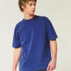 Kastiges, schweres, gewaschenes T-Shirt mit Rundhalsausschnitt