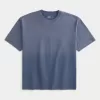 Kastiges, schweres, gewaschenes T-Shirt mit Rundhalsausschnitt Kastiges, schweres, gewaschenes T-Shirt mit Rundhalsausschnitt