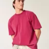 Kastiges, schweres, gewaschenes T-Shirt mit Rundhalsausschnitt