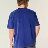 Kastiges, schweres, gewaschenes T-Shirt mit Rundhalsausschnitt