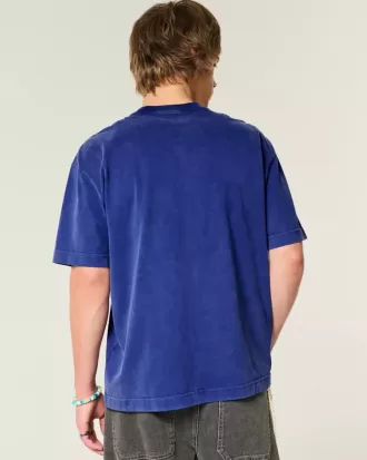 Kastiges, schweres, gewaschenes T-Shirt mit Rundhalsausschnitt