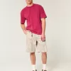Kastiges, schweres, gewaschenes T-Shirt mit Rundhalsausschnitt