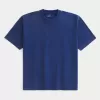Kastiges, schweres, gewaschenes T-Shirt mit Rundhalsausschnitt