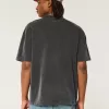 Kastiges, schweres, gewaschenes T-Shirt mit Rundhalsausschnitt