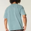 Kastiges, schweres, gewaschenes T-Shirt mit Rundhalsausschnitt