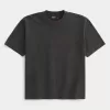 Kastiges, schweres, gewaschenes T-Shirt mit Rundhalsausschnitt