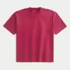 Kastiges, schweres, gewaschenes T-Shirt mit Rundhalsausschnitt