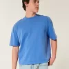 Kastiges, schweres, kurz geschnittenes T-Shirt mit verwaschenem Rundhalsausschnitt Kastiges, schweres, kurz geschnittenes T-Shirt mit verwaschenem Rundhalsausschnitt