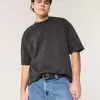 Kastiges, schweres, kurzes T-Shirt mit Rundhalsausschnitt