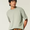 Kastiges, schweres, kurzes T-Shirt mit Rundhalsausschnitt Kastiges, schweres, kurzes T-Shirt mit Rundhalsausschnitt