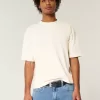 Kastiges, schweres, kurzes T-Shirt mit Rundhalsausschnitt Kastiges, schweres, kurzes T-Shirt mit Rundhalsausschnitt