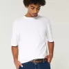 Kastiges, schweres, kurzes T-Shirt mit Rundhalsausschnitt