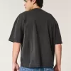Kastiges, schweres, kurzes T-Shirt mit Rundhalsausschnitt