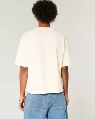 Kastiges, schweres, kurzes T-Shirt mit Rundhalsausschnitt