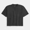 Kastiges, schweres, kurzes T-Shirt mit Rundhalsausschnitt