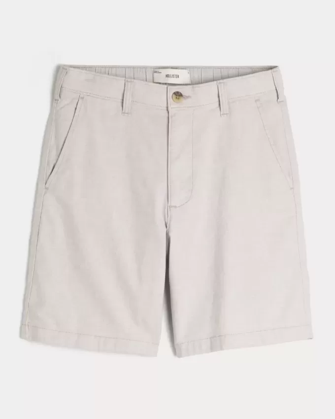 Knielange Shorts aus Leinenmischung mit flacher Vorderseite Knielange Shorts aus Leinenmischung mit flacher Vorderseite