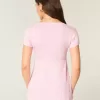 Kurzarm-Henley-Babydoll-Oberteil Kurzarm-Henley-Babydoll-Oberteil