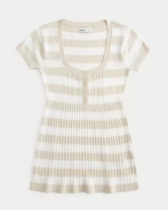 Kurzarm-Henley-Babydoll-Oberteil Kurzarm-Henley-Babydoll-Oberteil