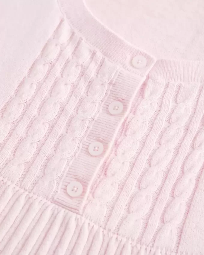Kurzarm-Henley-Babydoll-Oberteil Kurzarm-Henley-Babydoll-Oberteil