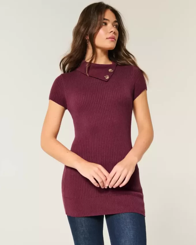 Kurzarm-Tunika-Pullover Kurzarm-Tunika-Pullover