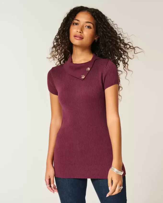 Kurzarm-Tunika-Pullover