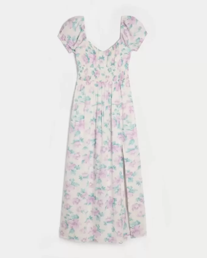 Kurzärmliges Maxikleid mit offenem Rücken Kurzärmliges Maxikleid mit offenem Rücken
