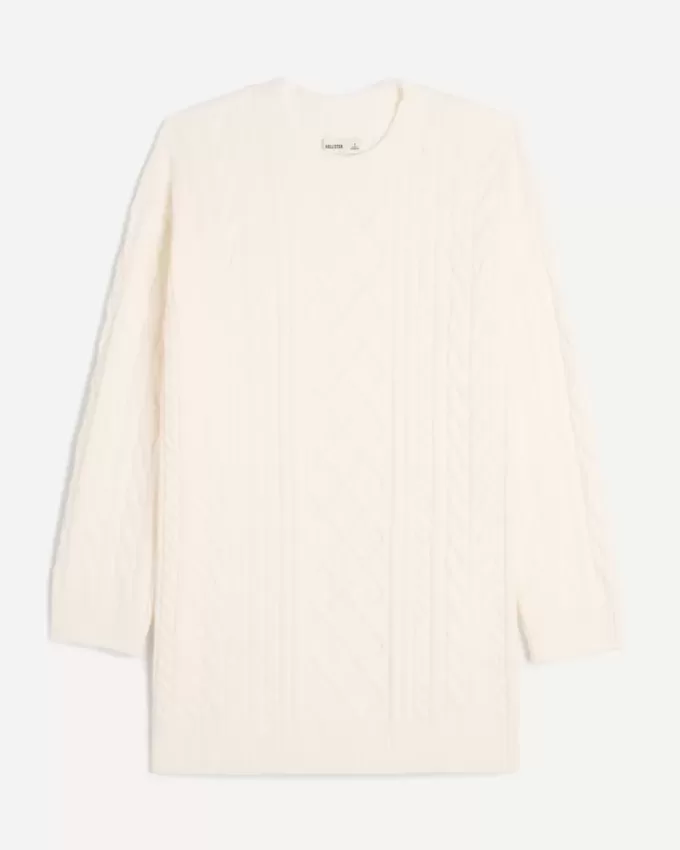 Kuscheliges Pulloverkleid mit Zopfmuster