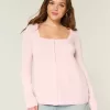 Langärmliger Babydoll-Pullover mit eckigem Ausschnitt
