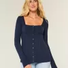 Langärmliger Babydoll-Pullover mit eckigem Ausschnitt