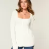 Langärmliger Babydoll-Pullover mit eckigem Ausschnitt