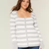 Langärmliger Babydoll-Pullover mit eckigem Ausschnitt