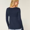 Langärmliger Babydoll-Pullover mit eckigem Ausschnitt