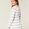 Langärmliger Babydoll-Pullover mit eckigem Ausschnitt