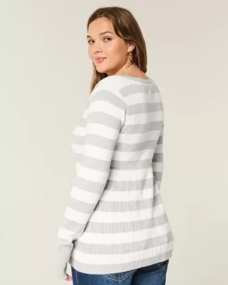 Langärmliger Babydoll-Pullover mit eckigem Ausschnitt
