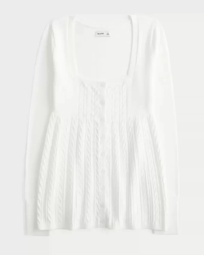 Langärmliger Babydoll-Pullover mit eckigem Ausschnitt