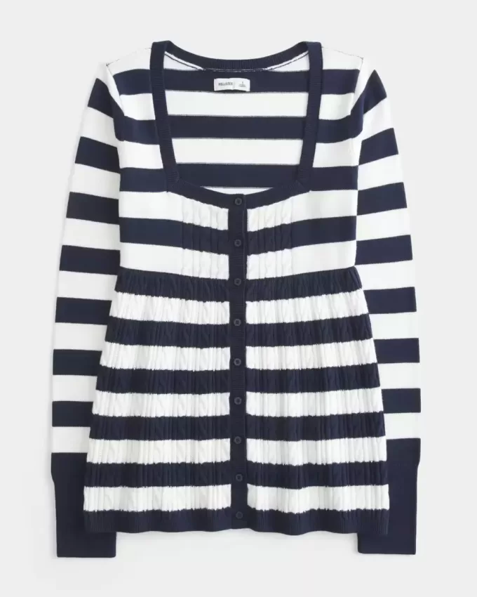 Langärmliger Babydoll-Pullover mit eckigem Ausschnitt
