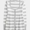 Langärmliger Babydoll-Pullover mit eckigem Ausschnitt