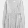 Langärmliger Babydoll-Pullover mit eckigem Ausschnitt