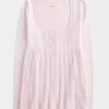 Langärmliger Babydoll-Pullover mit eckigem Ausschnitt