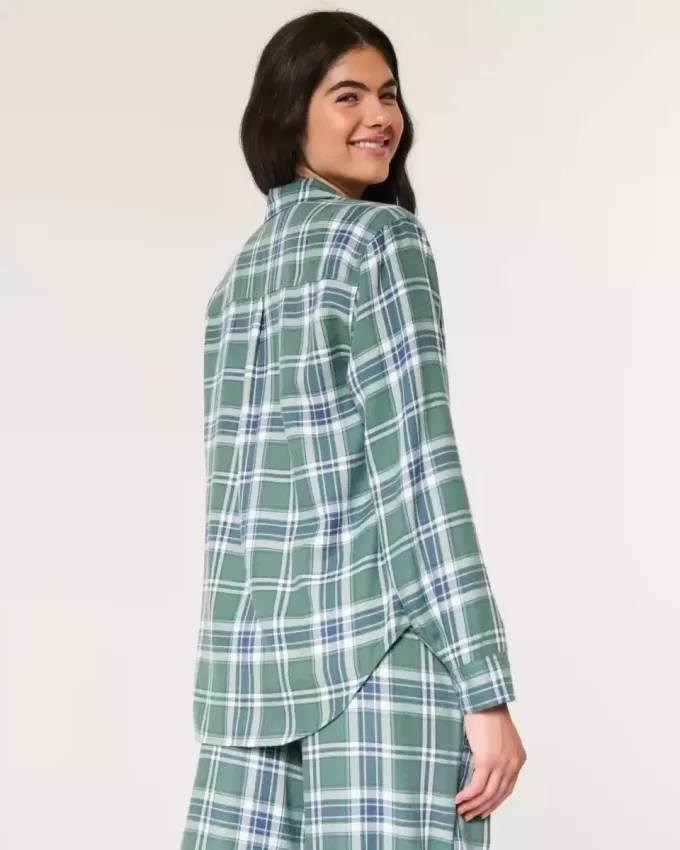 Langärmliges Flanell-Pyjamaoberteil Langärmliges Flanell-Pyjamaoberteil