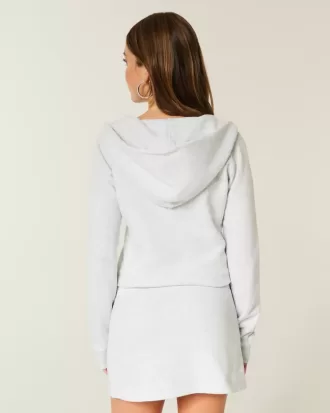 Langärmliges Fleecekleid mit Kapuze