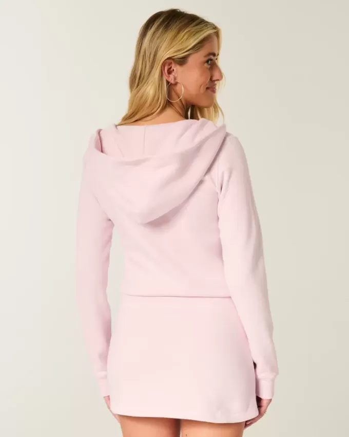 Langärmliges Fleecekleid mit Kapuze