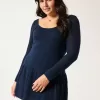 Langärmliges Mini-Skaterkleid im Häkelstil mit tiefer Taille
