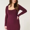 Langärmliges Pulloverkleid mit Cinch-Bust und offenem Rücken Langärmliges Pulloverkleid mit Cinch-Bust und offenem Rücken