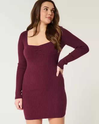 Langärmliges Pulloverkleid mit Cinch-Bust und offenem Rücken